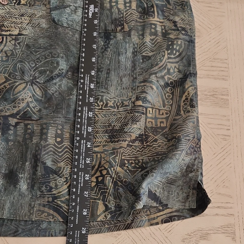 Basic Options Artistic Patterned Casual Button Down Cotton Shirt for Men Size L - Picture 4 of 5